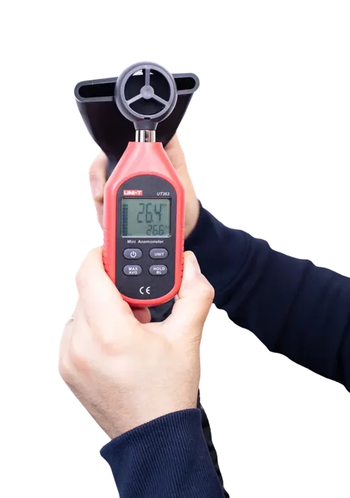 Anemometer at the Napitel Diamond nozzle: 26.4 m/s