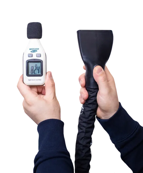 Sound level meter next to the Napitel Diamond nozzle: 82.4 dB
